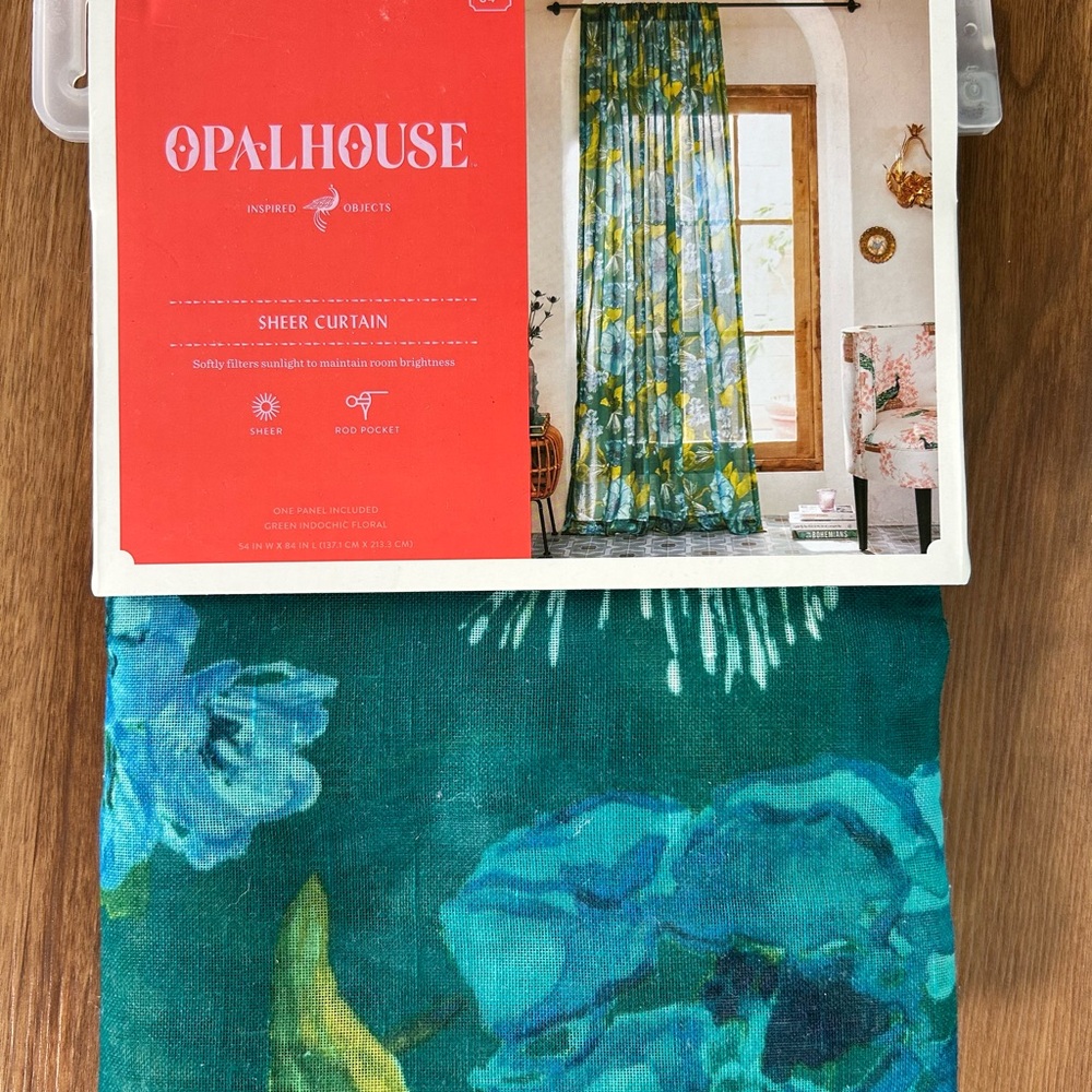 Opalhouse Teal Floral Sheer Curtain